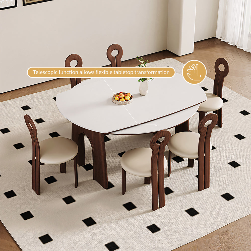 50.7" Versatile Extendable Dining Table Round to Oval Conversion