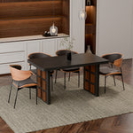 Load image into Gallery viewer, 54.6″/62.4″ Dining Table Solid Wood Artistic Geometric Base Two-Tone Contrast
