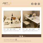 Load image into Gallery viewer, Square Dining Table with Sculptural Gold Base and Exquisite Marble-Look Surface for 4-6 People
