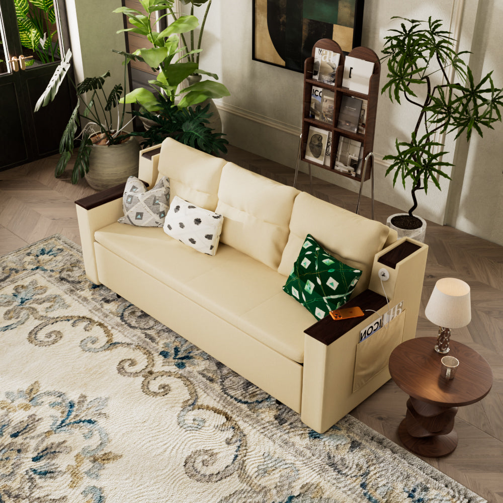 83'' 3-Seater Pull-Out Sleeper Sofa with Storage & USB Port