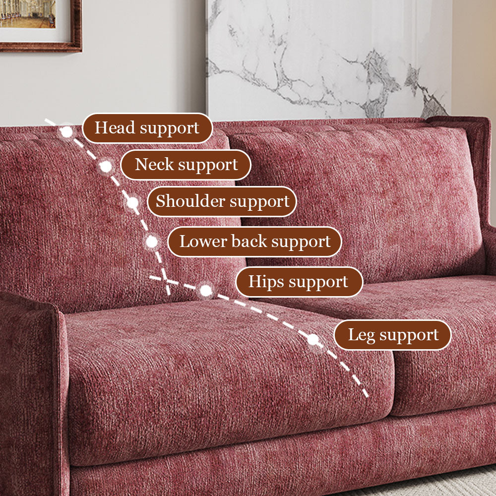 Detail of seat cushion and stitching on modern sofa bed sleeper sofa