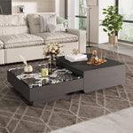 Load image into Gallery viewer, 55&#39;&#39; Modern Square Marble and Wood Coffee Table Elegant Design
