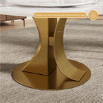 Load image into Gallery viewer, Round Dining Table Lazy Susan Marble Effect and Gold Metal Base Perfect for 4-6 People
