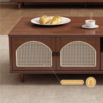 Load image into Gallery viewer, TV Stand &amp; Coffee Table Set with Cane Drawers Mid-Century Modern Style Spacious Storage Elegant Design

