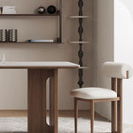 Load image into Gallery viewer, Modern Dining Table Set Solid Wood Legs Walnut Veneer Scratch Resistant Sintered Stone Top
