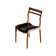 2PCS Wooden Dining Chair Ergonomic Backrest Minimalist Design Soft Leather Seat