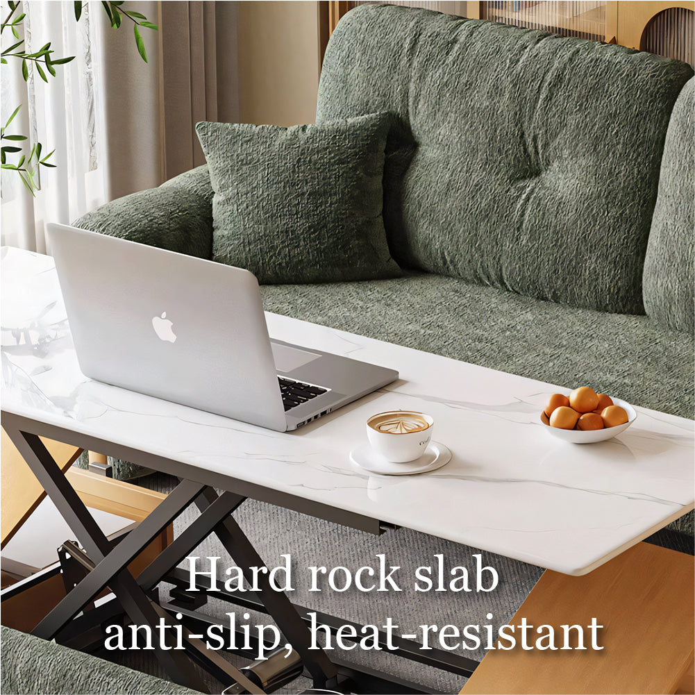 Modern Smart Sofa Bed with Built-in Electric Lift Coffee Table and Storage