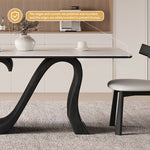 Load image into Gallery viewer, Creative S-shaped Walnut Base Round Dining Table with Marble Effect Surface
