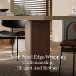 Load image into Gallery viewer, Rectangular Dining Table with Travertine-Look Sintered Stone Top and Fluted Oak Base
