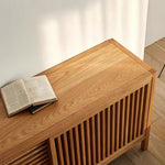 Load image into Gallery viewer, 64'' Japanese-Style Wood Sideboard with Slatted Doors
