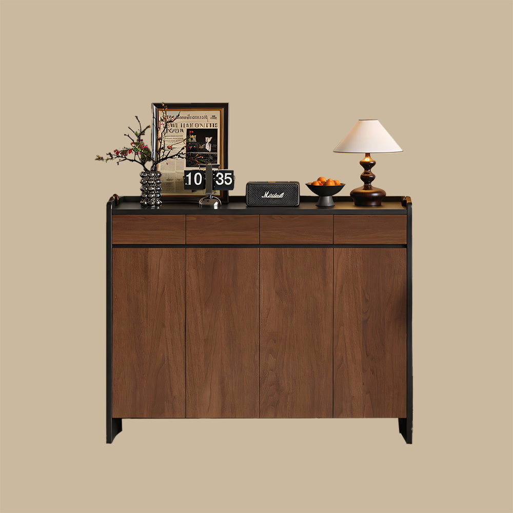 55.1'' Modern Walnut Shoe Cabinet with Drawers Hidden Shoe Storage Entryway Cabinet