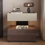 Load image into Gallery viewer, Modern Two Tier Bedside Table with Drawer Tray Top Nightstand Wood Storage Bedside Cabinet
