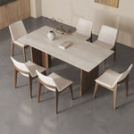 Load image into Gallery viewer, Rectangular Dining Table Solid Wood Legs Walnut Veneer Base Sintered Stone Top Modern Design
