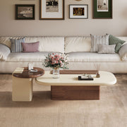 Modern Two-Piece Minimalist Oval Coffee Table Set for Living Room