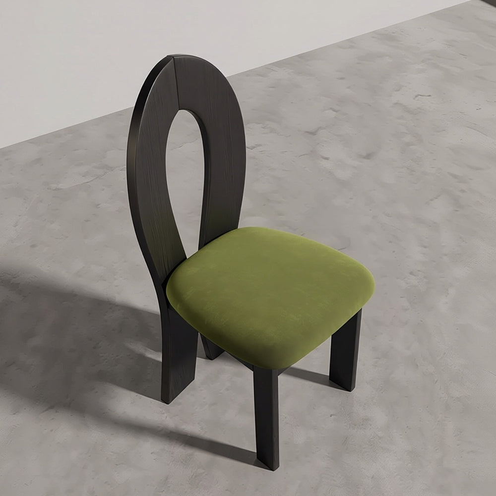 Modern Sculptural Dining Chair Set of 2 Solid Wood Frame Upholstered Seat Curved Loop Back Accent Chair