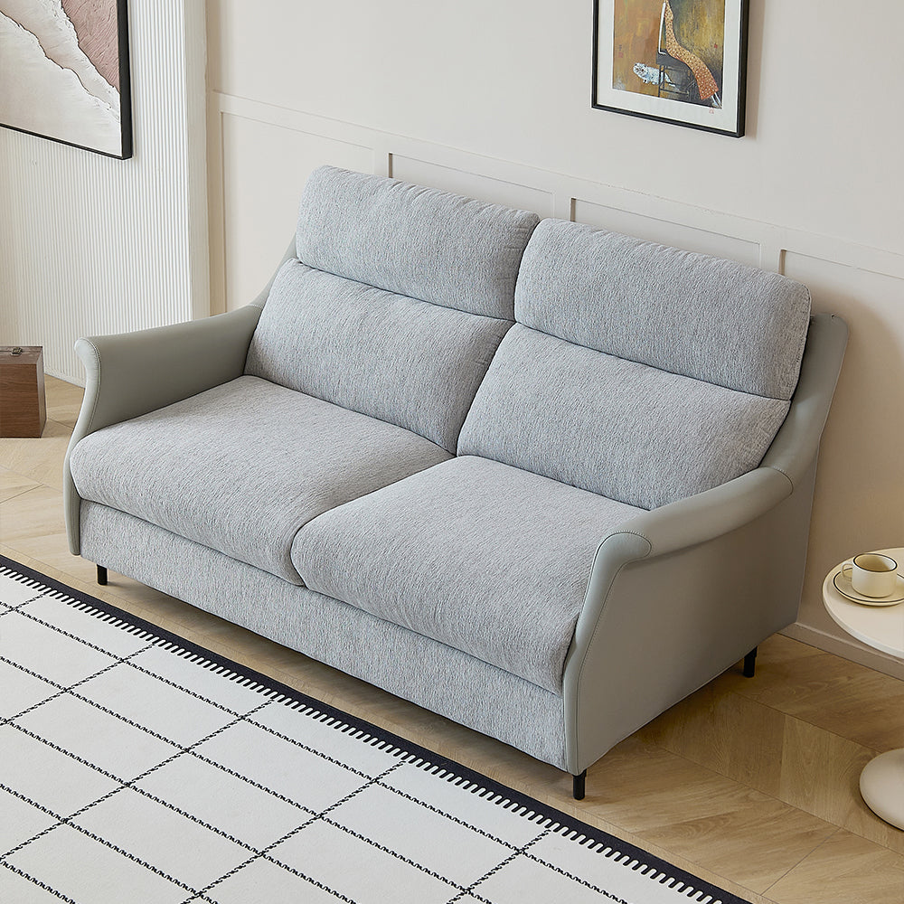 66.9'' Modern Fabric Pull Out Sofa Bed with Mattress Convertible Sleeper Couch with Metal Frame Upholstered Loveseat