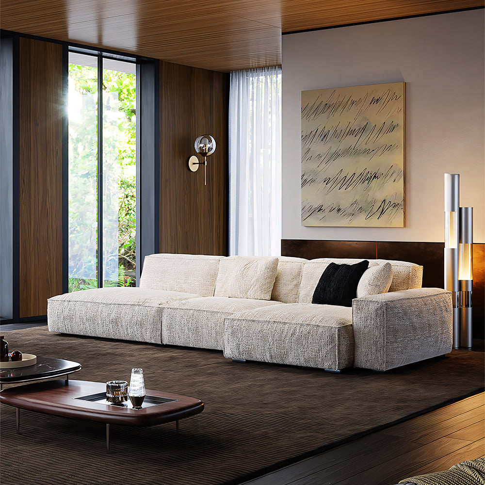 Modern Oversized Sectional Sofa with Deep Seat Chaise and Textured Upholstery