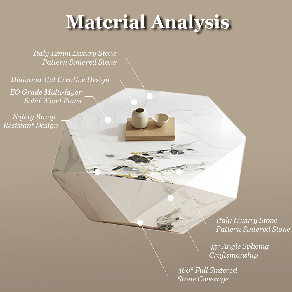 Modern Minimalist Sintered Stone Coffee Table Geometric Design for Contemporary Living Spaces