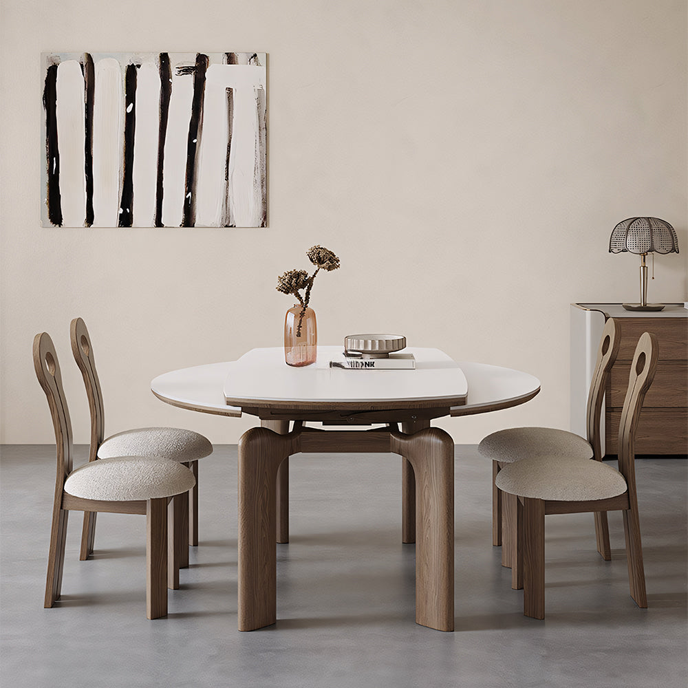 50.7" Versatile Transformable Dining Table in White and Wood