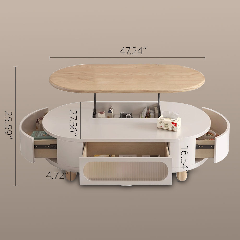 47.2'' Lift-Top Coffee & Dining Table 2-in-1 Multifunctional Convertible Table with Hidden Storage and Mobility