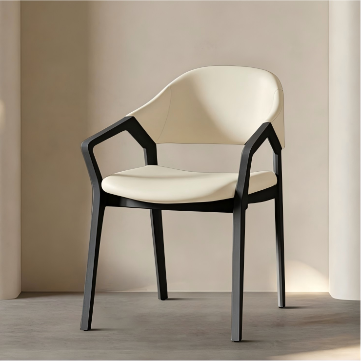 Set of 2 Modern Wooden Dining Chair with Upholstered Seat Mid Century Armchair Solid Wood Frame Minimalist Design