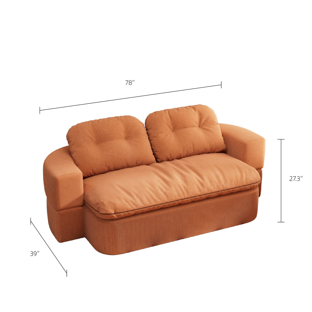 78.7" Compressed Loveseat Sofa Wrinkle-resistant Corduroy Lightweight Double Seat for Multi-scene Use