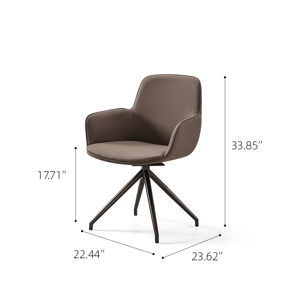 360 Swivel Microfiber Curved Arm Four Leg Metal Base Dining Chair