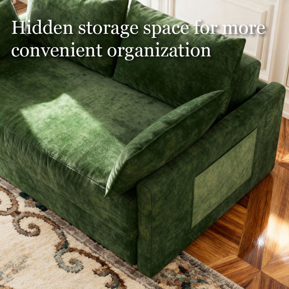 65.5" Sofa Convertible Sofa Bed Wrinkle-resistant Linen Lightweight Loveseat Wooden Armrest