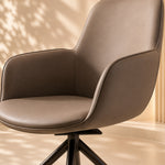 Load image into Gallery viewer, 360 Swivel Microfiber Curved Arm Four Leg Metal Base Dining Chair
