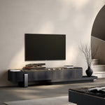 Load image into Gallery viewer, Modern Extendable TV Stand with Marble Top and Black Wood Finish
