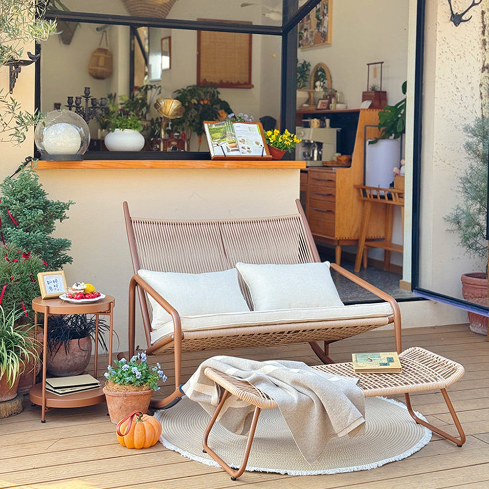 Outdoor Woven Rocking Chair with Cushions