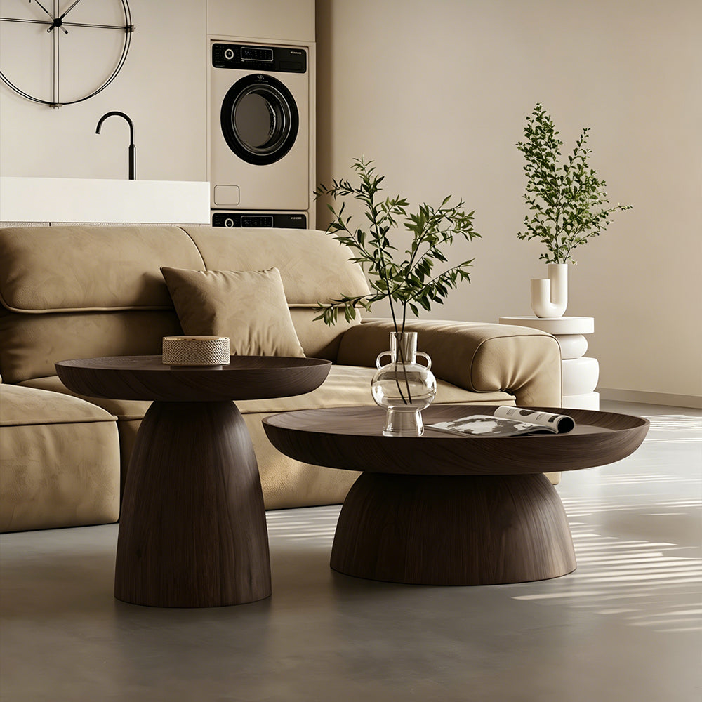 Modern Contemporary Walnut Nesting Coffee Table Set for Living Room