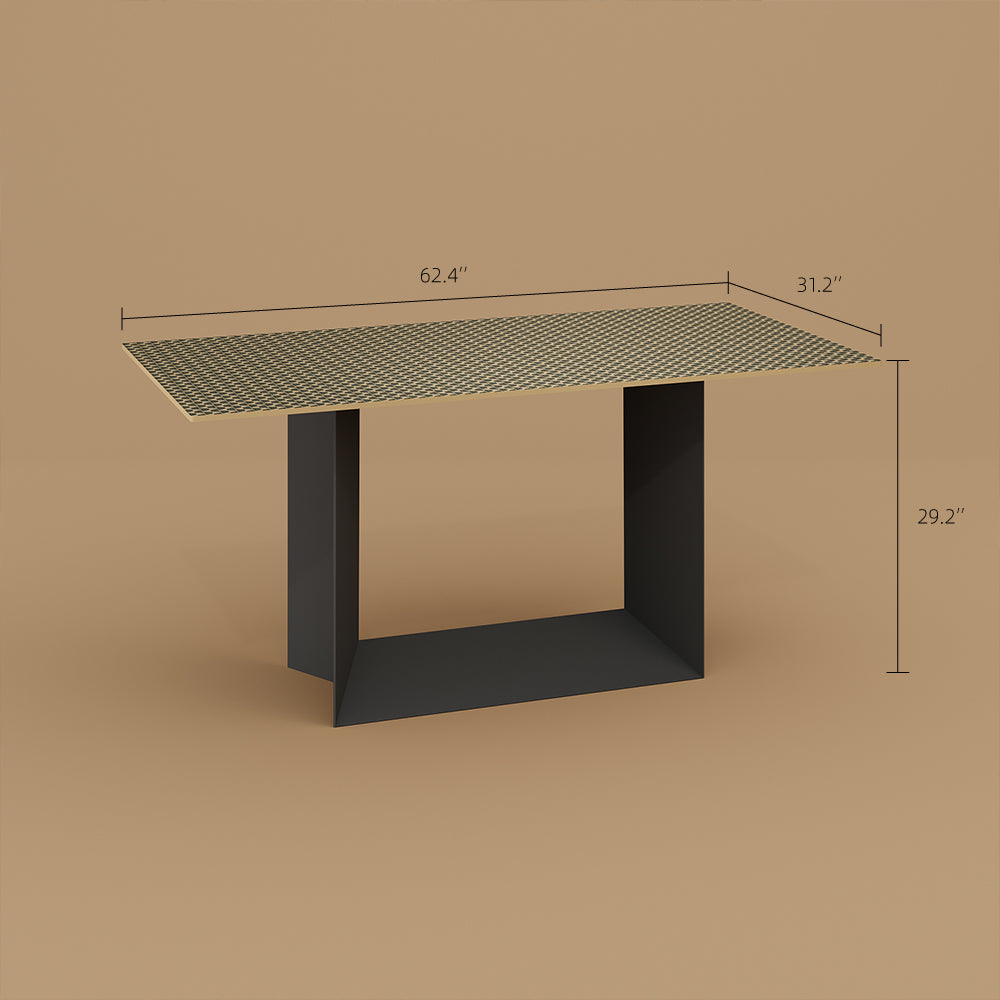62.4''/70.2'' Manhattan Sintered Stone Dining Table  Geometric Base  Modern Luxury  Scratch-Resistant Surface