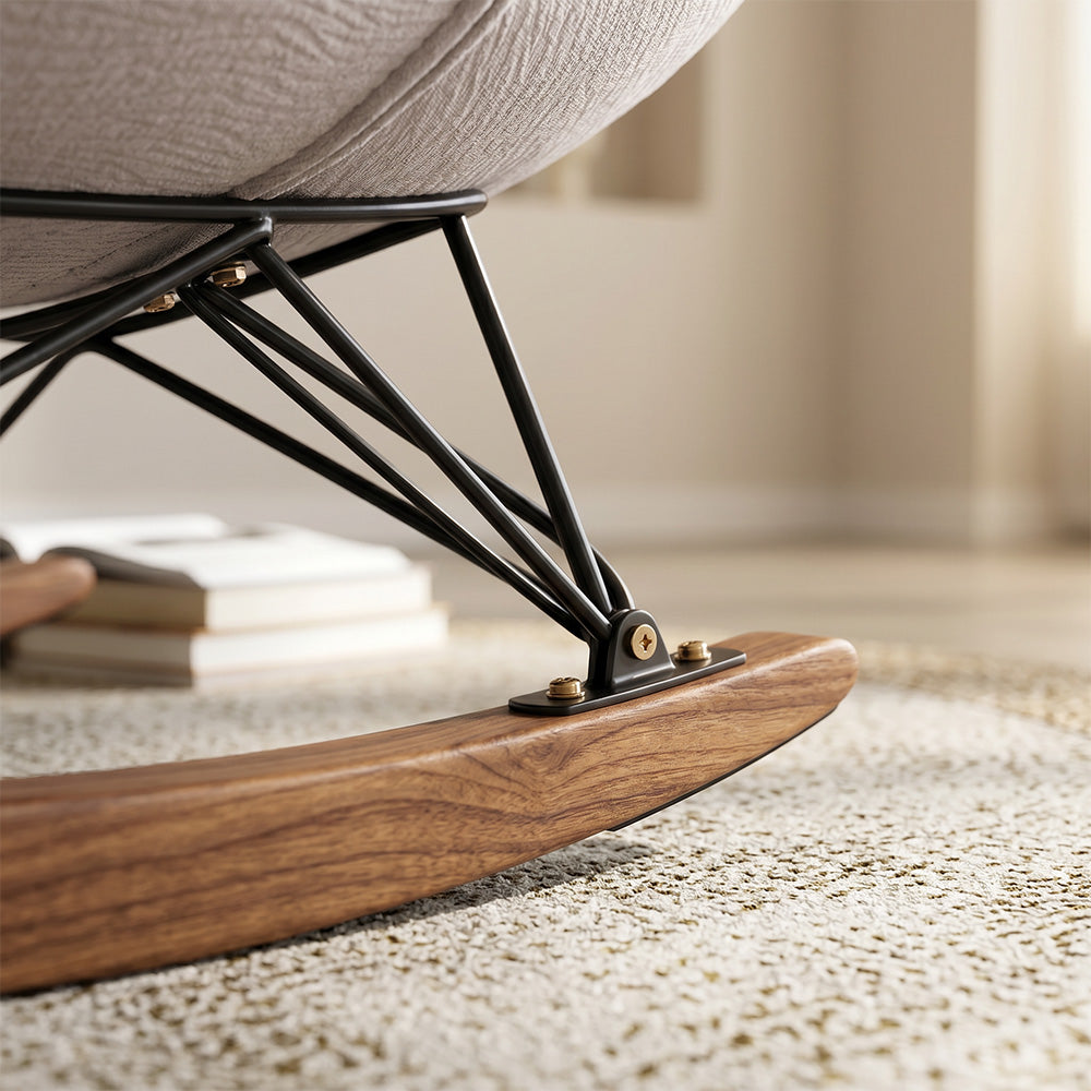 Cloud-Like Rocking Accent Chair with Soft Cushioning and Wooden Runners