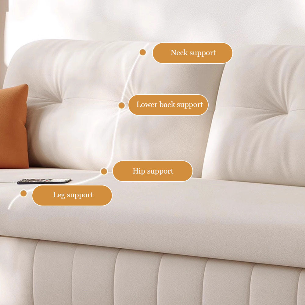 Modern Fabric Sofa Bed with Pull-Out Sleeper & Side Table Convertible Couch for Living Room