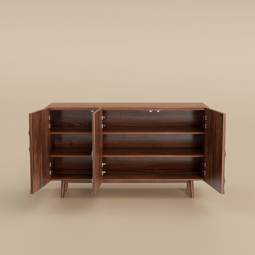 Modern Sideboard Wood 3-Door Cabinet Adjustable Shelves