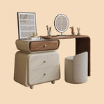 Load image into Gallery viewer, Elegant Makeup Vanity Set with LED Mirror and Upholstered Stool
