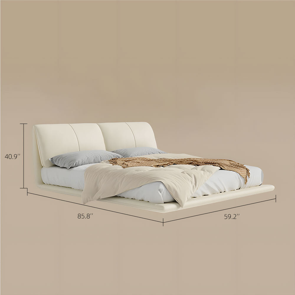 Modern Minimalist Platform Bed with LED Lighting Ultra-Fiber Leather Steel Frame