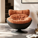 Load image into Gallery viewer, Modern Lounge Swivel Chair Linen Upholstered Fabric with Curved Design and Metal Base
