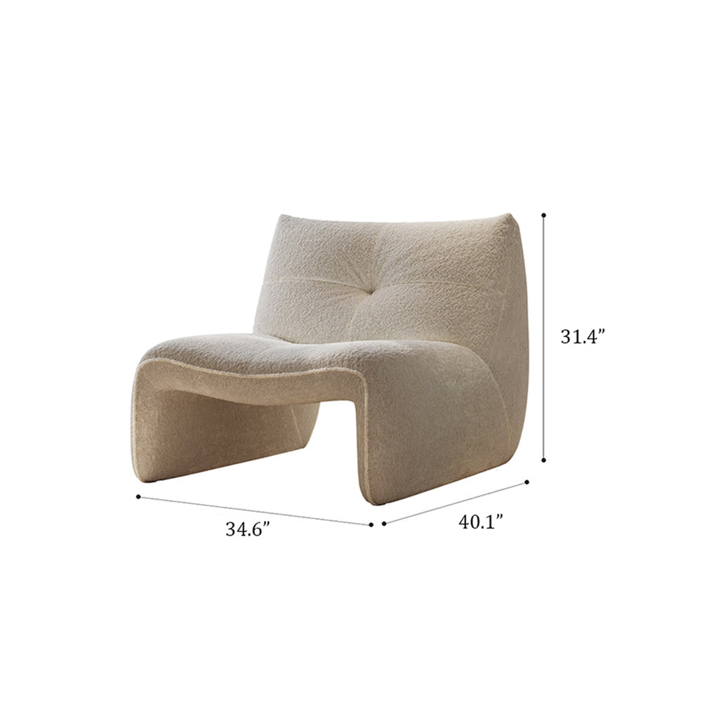 Modern Curved Bouclé Accent Lounge Chair Minimalist Armless Leisure Chair