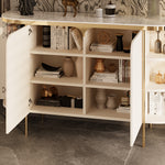 Load image into Gallery viewer, 58.5'' White &amp; Gold Contemporary Sideboard with Adjustable Shelves
