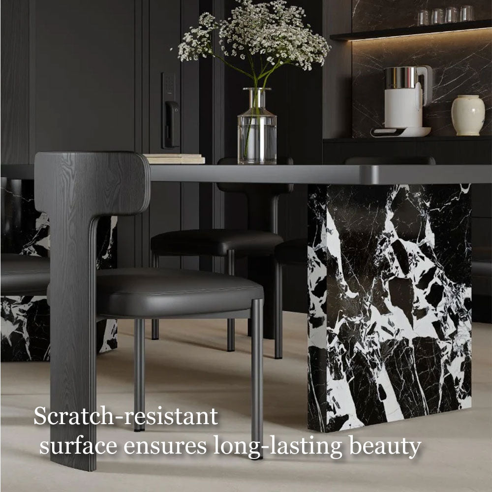 54.6"/62.4" Modern Italian Dining Table Black Marble Base & Minimalist Luxury Design