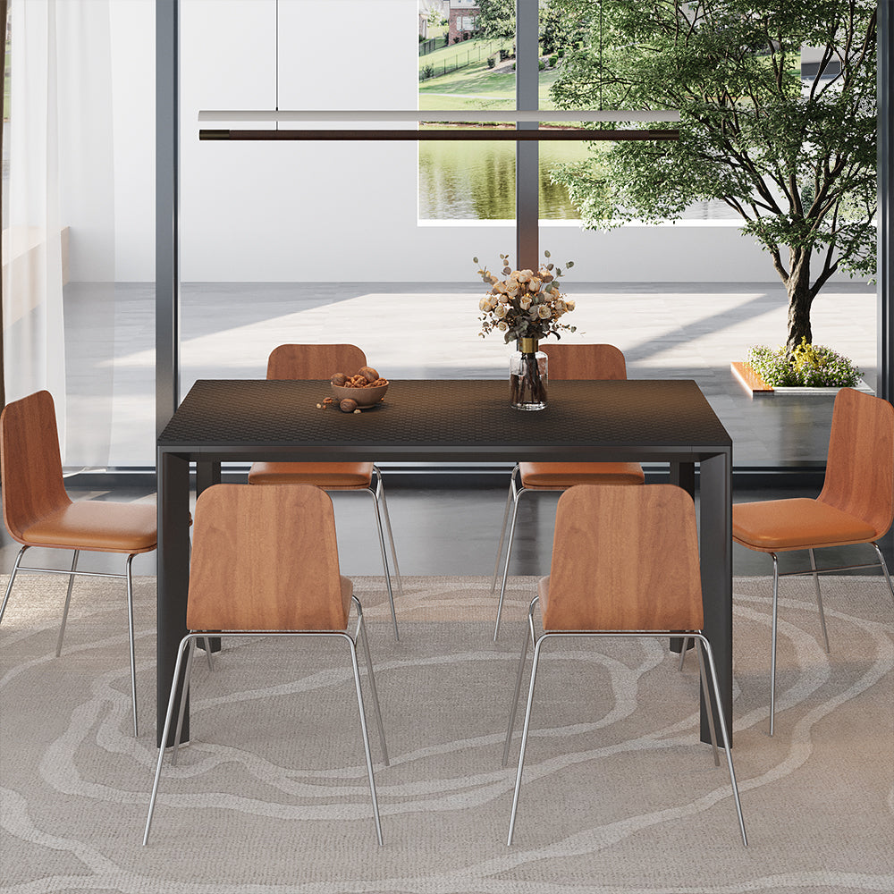 54.6''/ 62.4'' Dining Table Modern Style Elegant Design Spacious Surface for Dining and Gathering