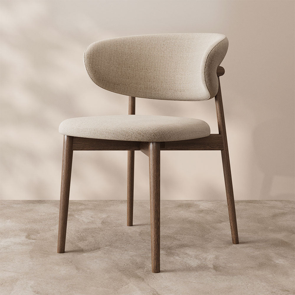 2PCS Dining Chair Modern Ash Wood Frame Curved Backrest