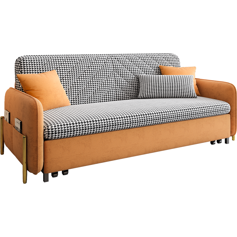 Sofa Bed Solid Wood Metal Frame Velvet Fabric Modern Convertible