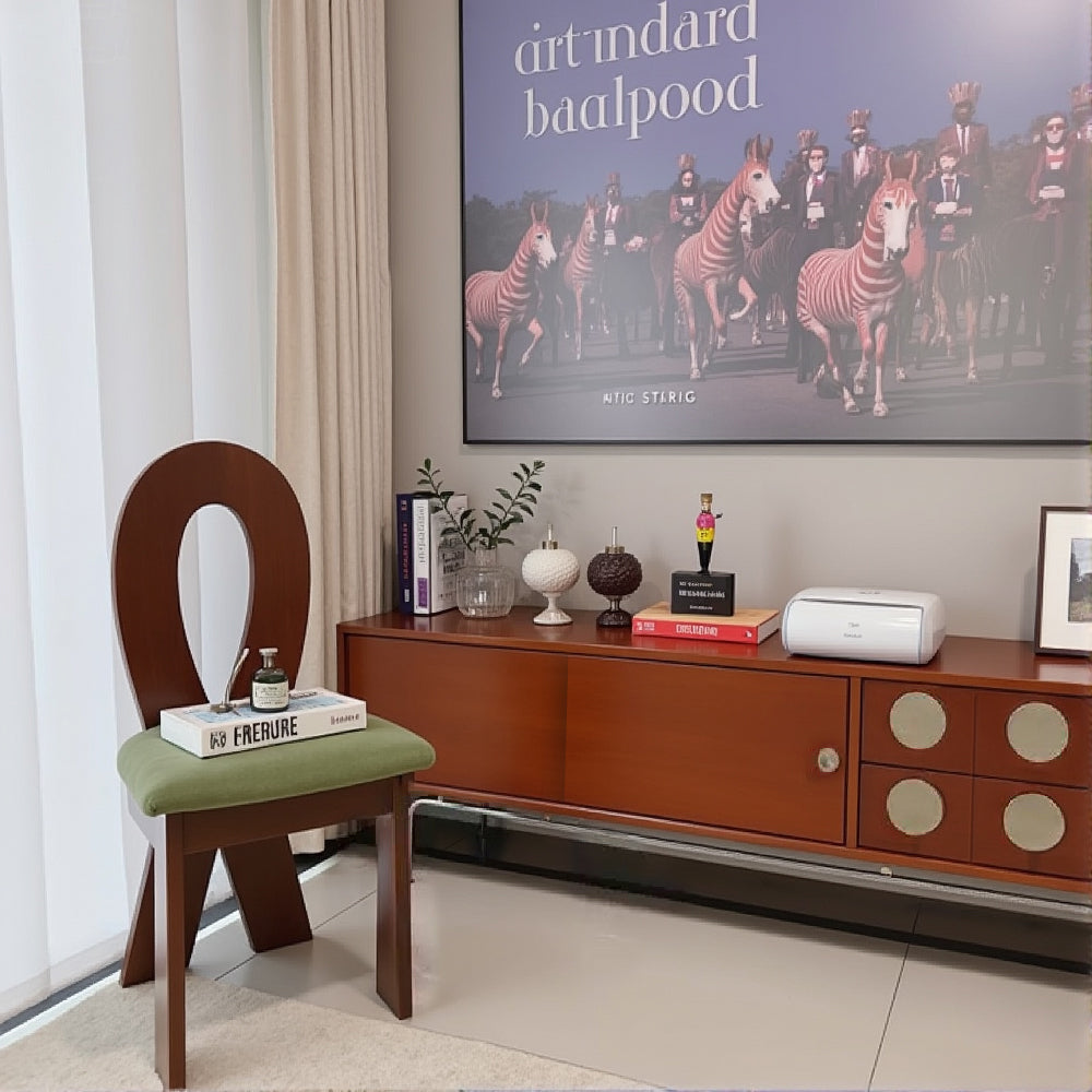 Walnut TV Stand Sliding Door TV Cabinet Spacious Storage Modern Style