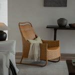 Load image into Gallery viewer, Boho Rattan Lounge Chair with Tufted Cushion and Relaxed Seating
