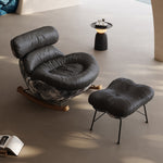 Load image into Gallery viewer, Modern Rocking Lounge Chair with Leather Cushion and Walnut Rocker Base
