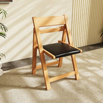 Load image into Gallery viewer, 4PCS Folding Chair Solid Wood with Black Leather Seat Space-Saving Durable Elegant Design
