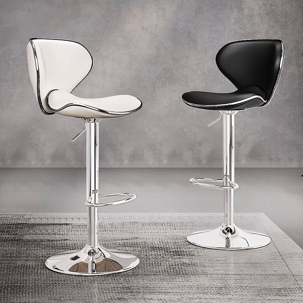 Modern Adjustable Swivel Bar Stool Upholstered Faux Leather Seat Height Adjustable 1 Piece